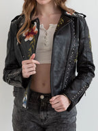 Veste en faux cuir vintage pour femmes