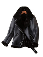 Manteaux d'hiver en faux cuir et fourrure de mouton pour femmes