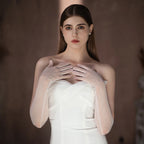 Gants de mariée élégants en tulle doux pour femmes