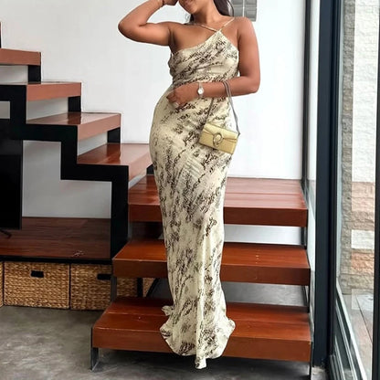 Robe femme longue imprimée sans manches et dos nu