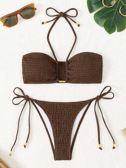 Bikini 2 Pièces Femme – Plissé et Smocké