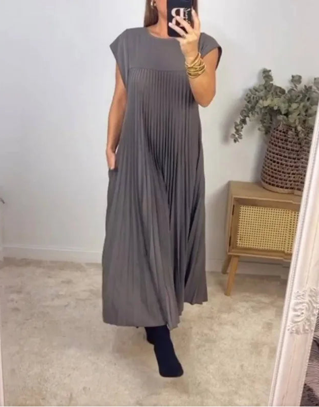 Robe Longue Plissée Femme – Élégante et Décontractée