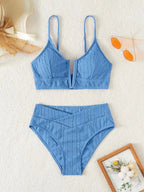 Maillot de bain deux pièces sexy à col en V profond pour femmes