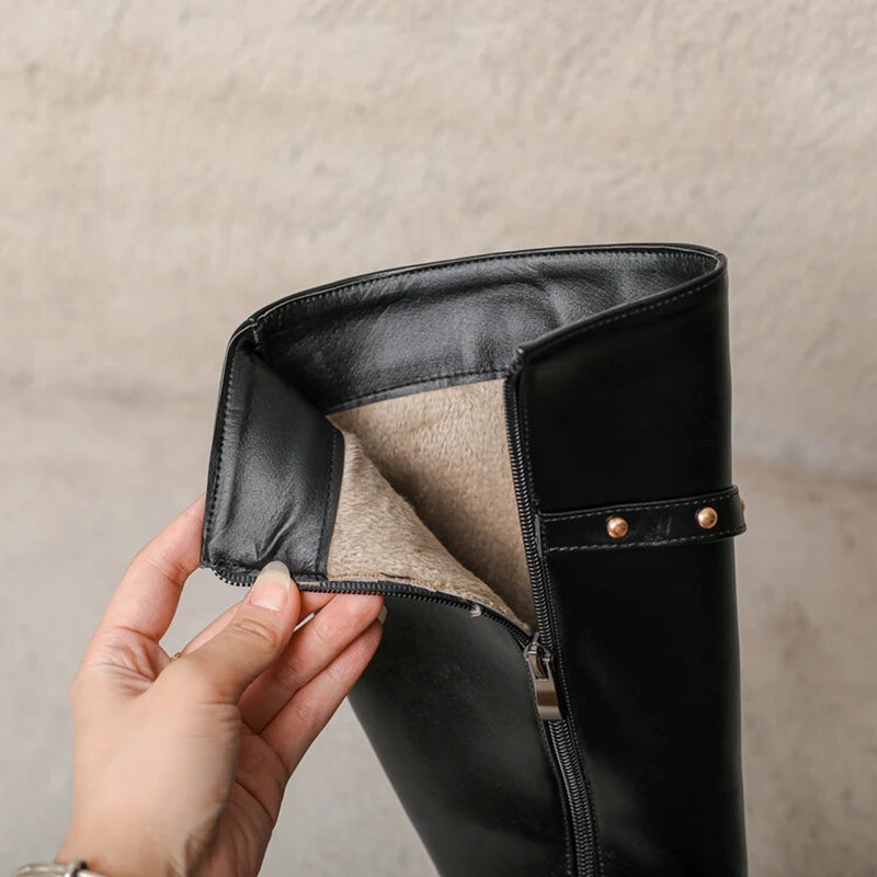 Bottes hautes à bout pointu et talon aiguille de 8 cm pour femmes