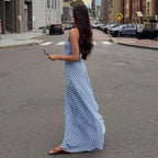 Robe longue bustier à pois, sans manches pour femmes