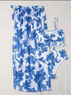 Maillot de bain 3 pièces à cordon de serrage pour femmes