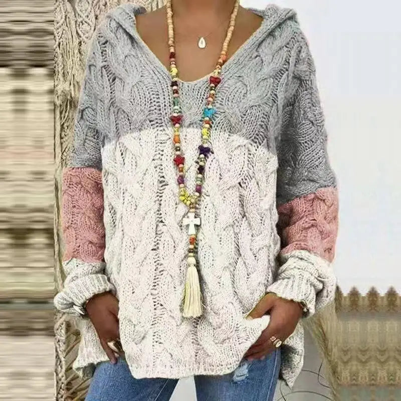 Pull torsadé tricoté de couleur pure pour femmes