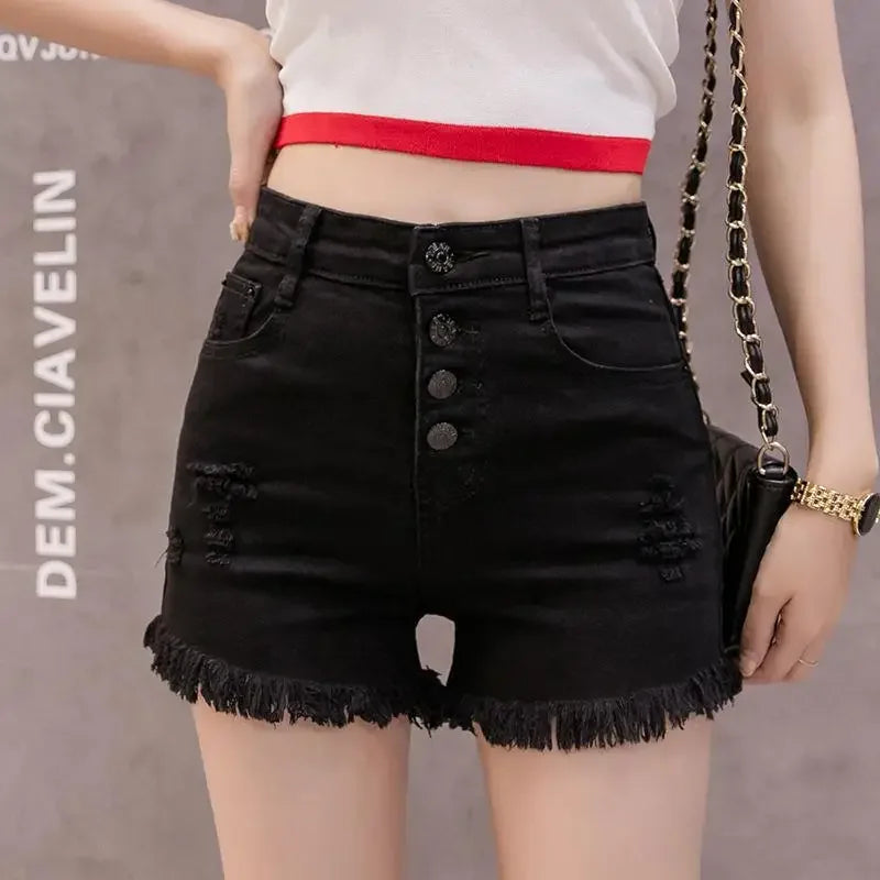 Short en jean taille haute pour femmes
