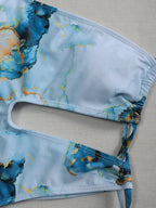 Maillot de bain une pièce imprimé marbre, sexy, découpé pour femmes