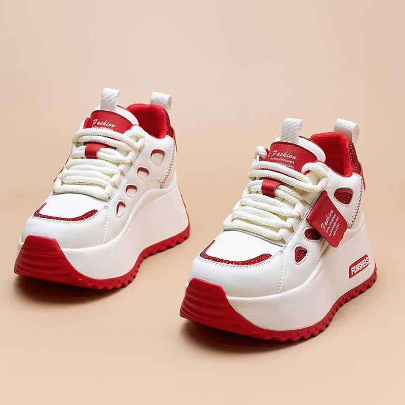Baskets en cuir véritable confortable respirant pur femmes