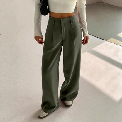 Pantalon Ample Femme – Taille Haute et Tissu Léger