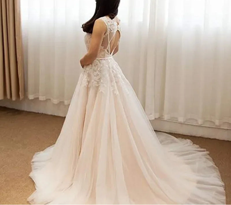 Robe de mariée sexy en tulle et dentelle, pour femmes
