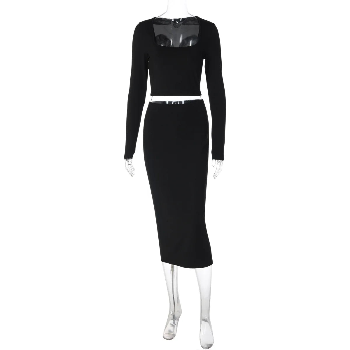 Ensemble Deux Pièces Haut Court et Jupe Crayon – Chic Féminin