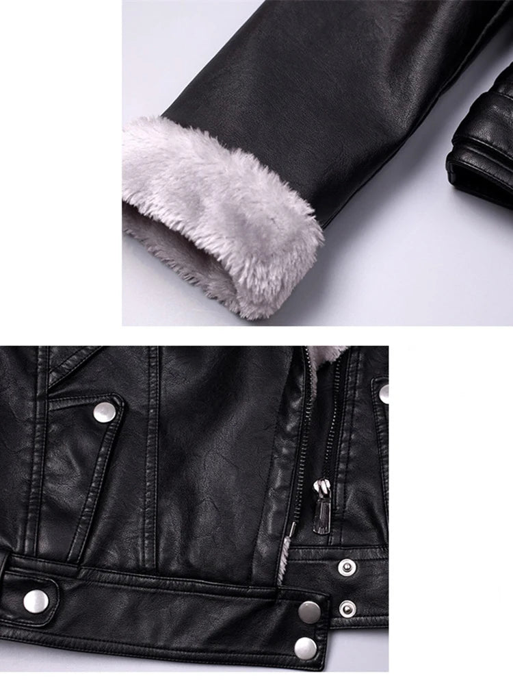 Veste motard femme décontractée en simili cuir