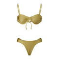 Ensemble maillot de bain 2 pièces à bretelles plissées pour femmes