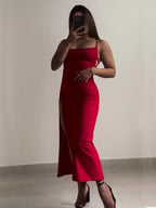 Robe longue rouge élégante pour femmes
