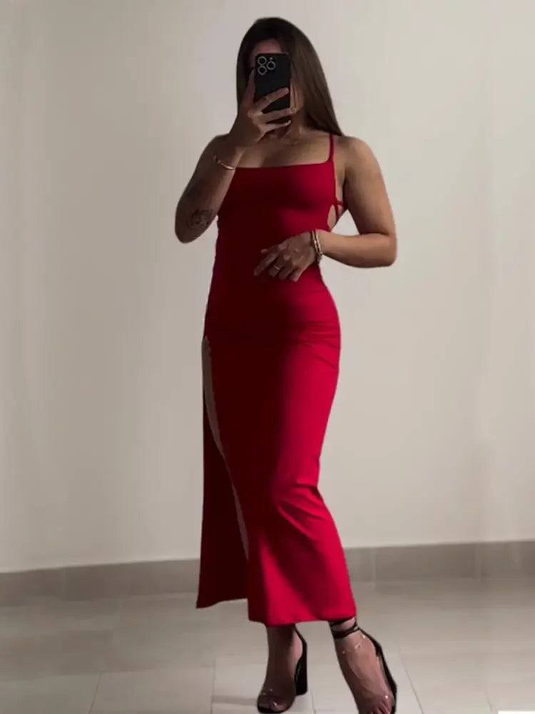 Robe longue rouge élégante pour femmes