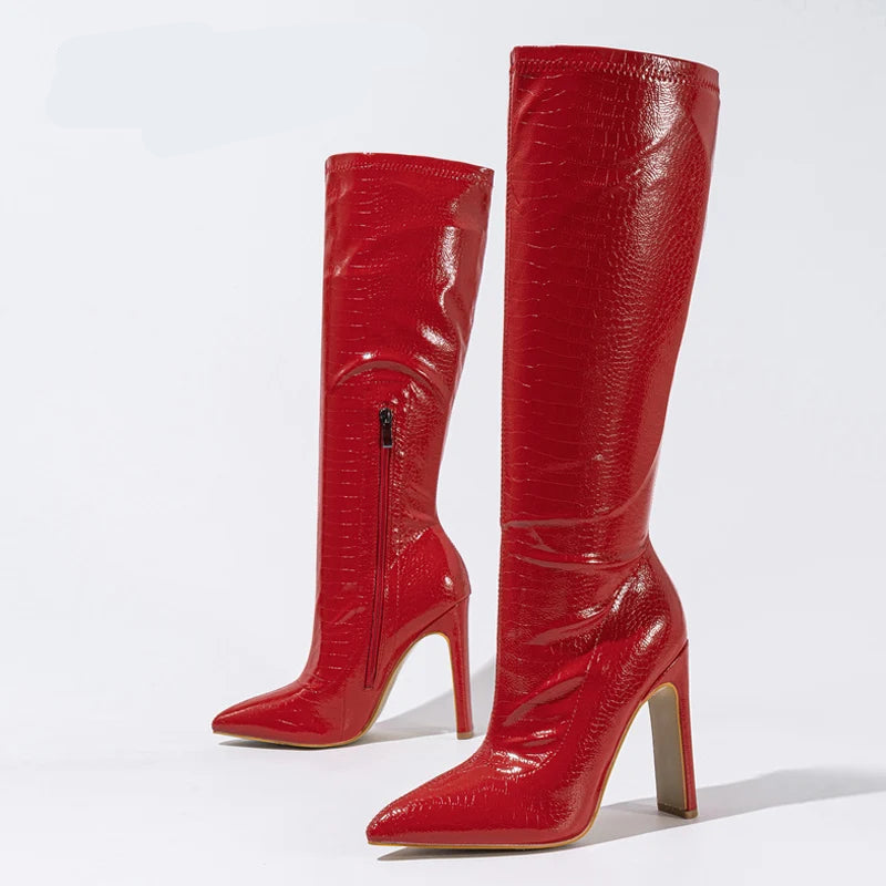 Bottes hautes en cuir noir pour femmes
