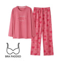 Pyjama avec soutien-gorge coussinets imprimé nœud pour femmes