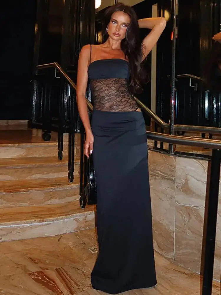 Robe longue en maille épissage pour femmes