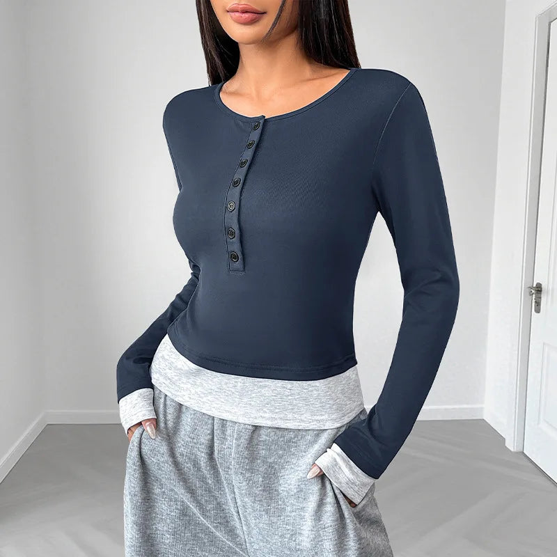 T-shirt à manches longues décontracté pour femmes