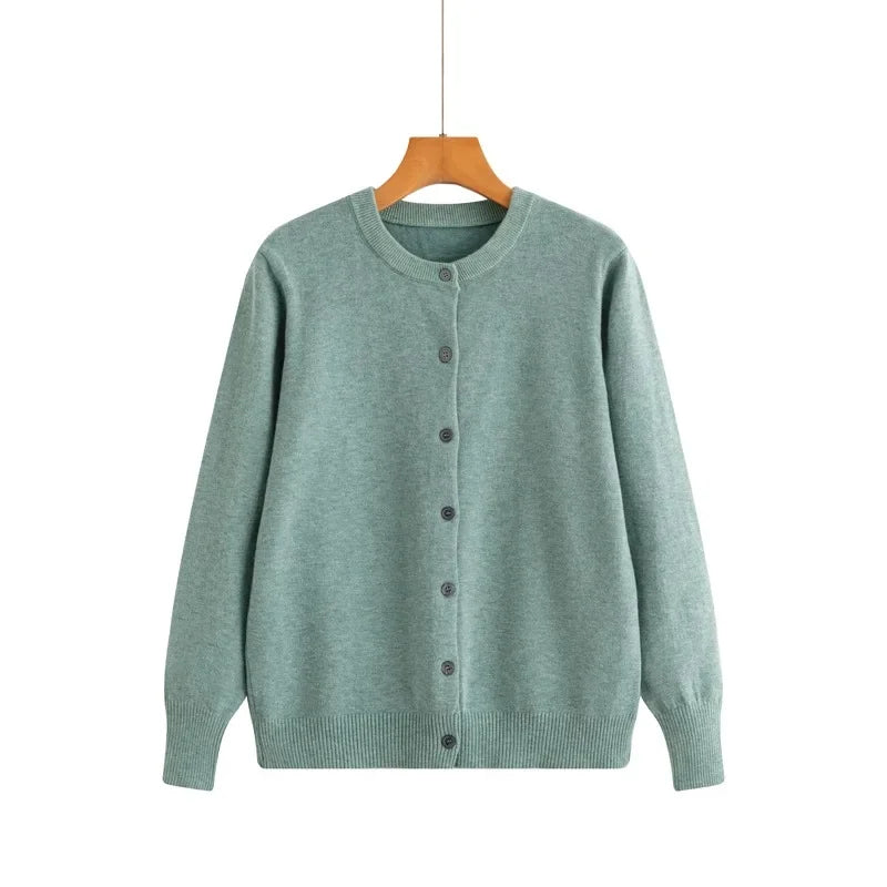 Cardigan tricoté à col rond pour femmes