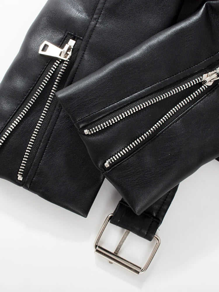Veste en similicuir PU souple pour femmes
