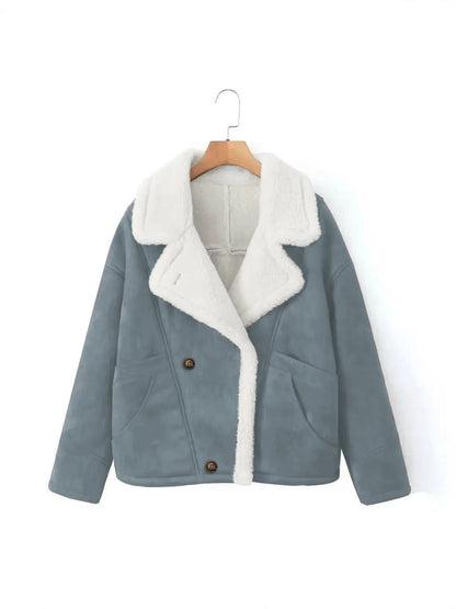 Veste Rétro Femme – Effet Laine d’Agneau et Patchwork