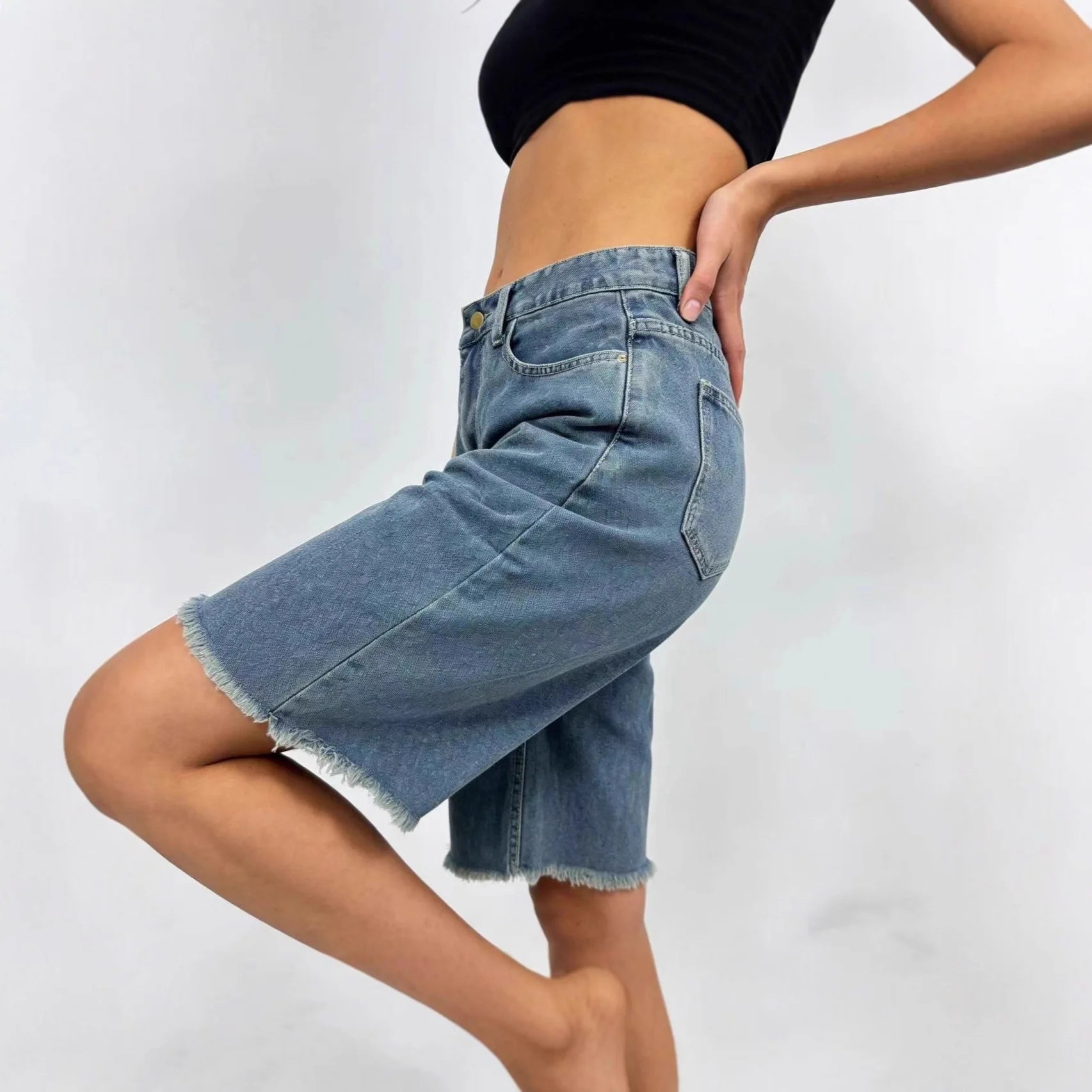 Short en jean ample vintage pour femmes