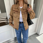 Veste en jean décontractée à manches longues pour femmes