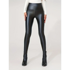 Leggings moulant taille haute en similicuir pour femmes