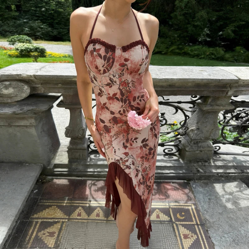 Robe longue élégante à imprimé floral pour femmes