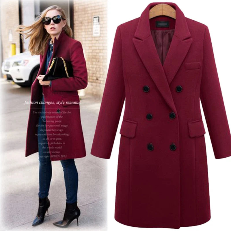 Manteau mi-long en laine pour femmes