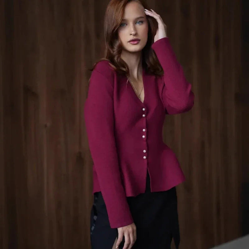 Gilet cardigan long à manches longues en maille pour femmes