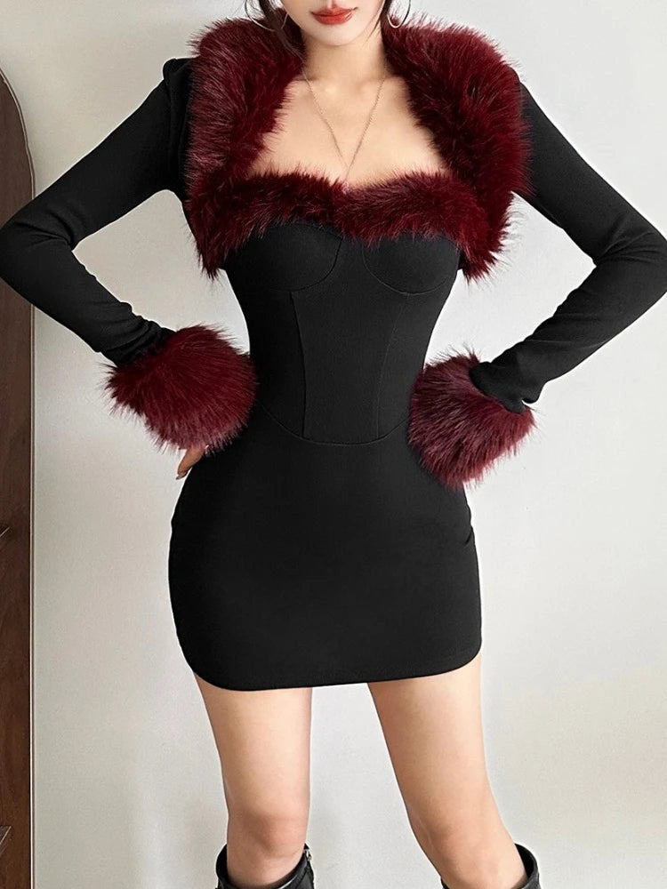 Ensembles deux pièces mini robe sans bretelle et cardigan vintage pour femmes