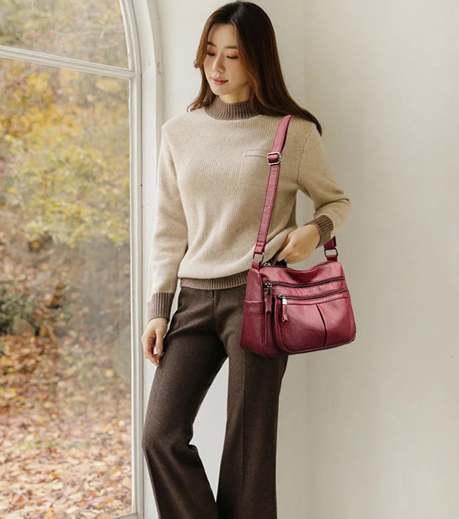 Sac à main en cuir véritable pour femmes