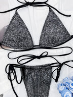 Maillot de bain deux pièces brillant pour femmes