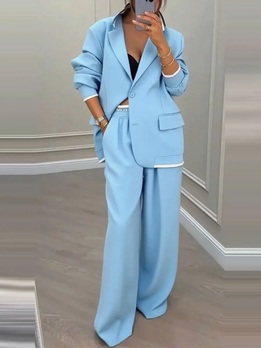 Ensemble tailleur et pantalon à manches longues pour femmes