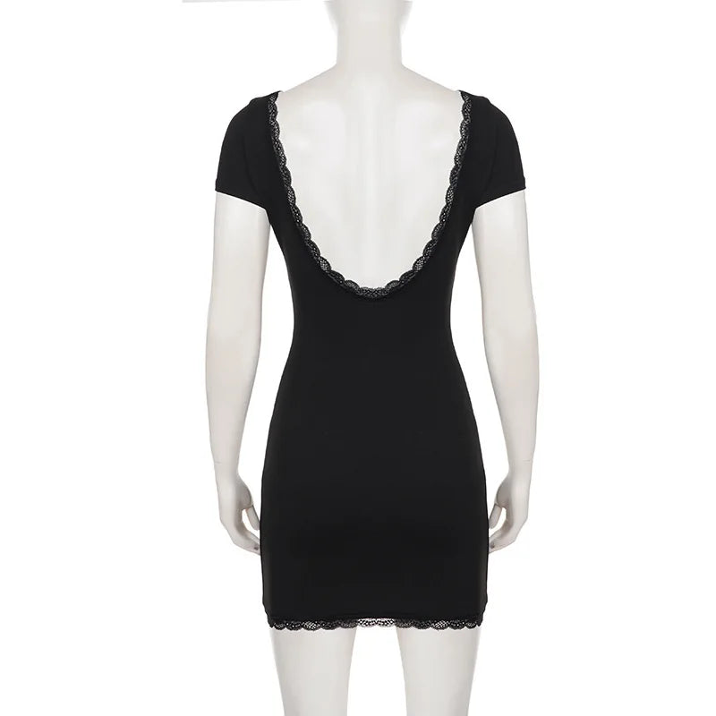 Robe moulante mini sexy dos nu pour femmes