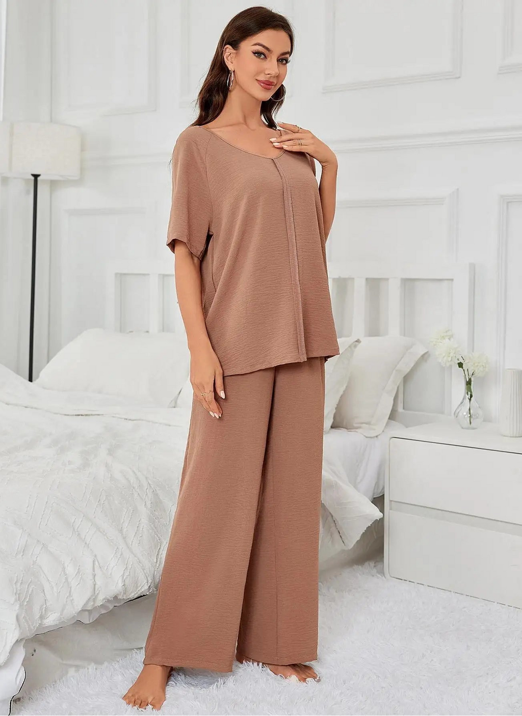 Ensemble de vêtements de nuit  amples à manches courtes pour femmes
