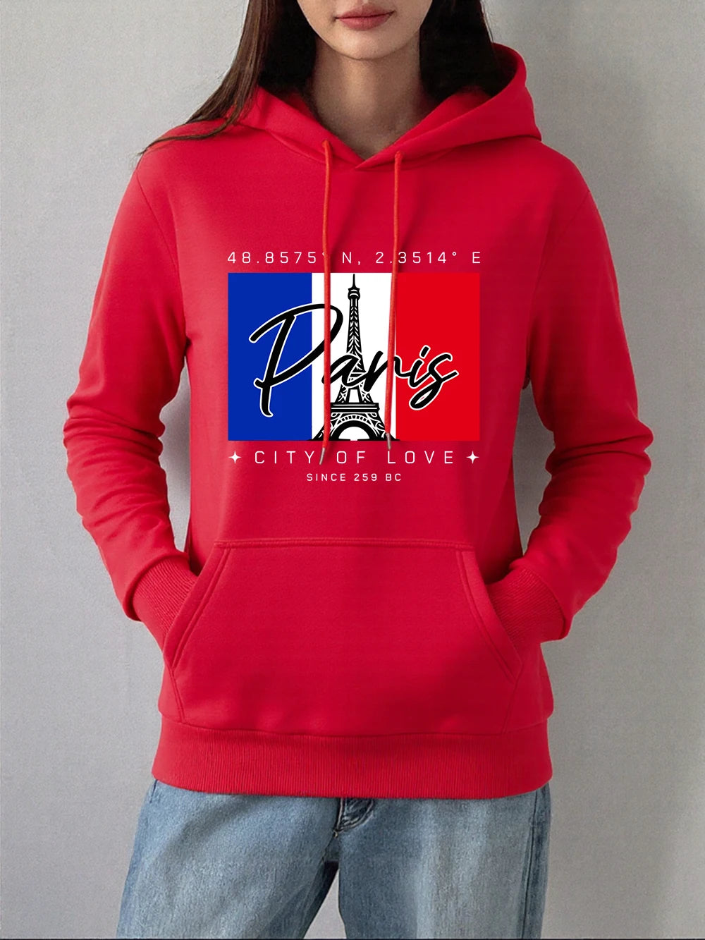 Sweat-shirts à capuche imprimés Paris Ville Amour pour femmes