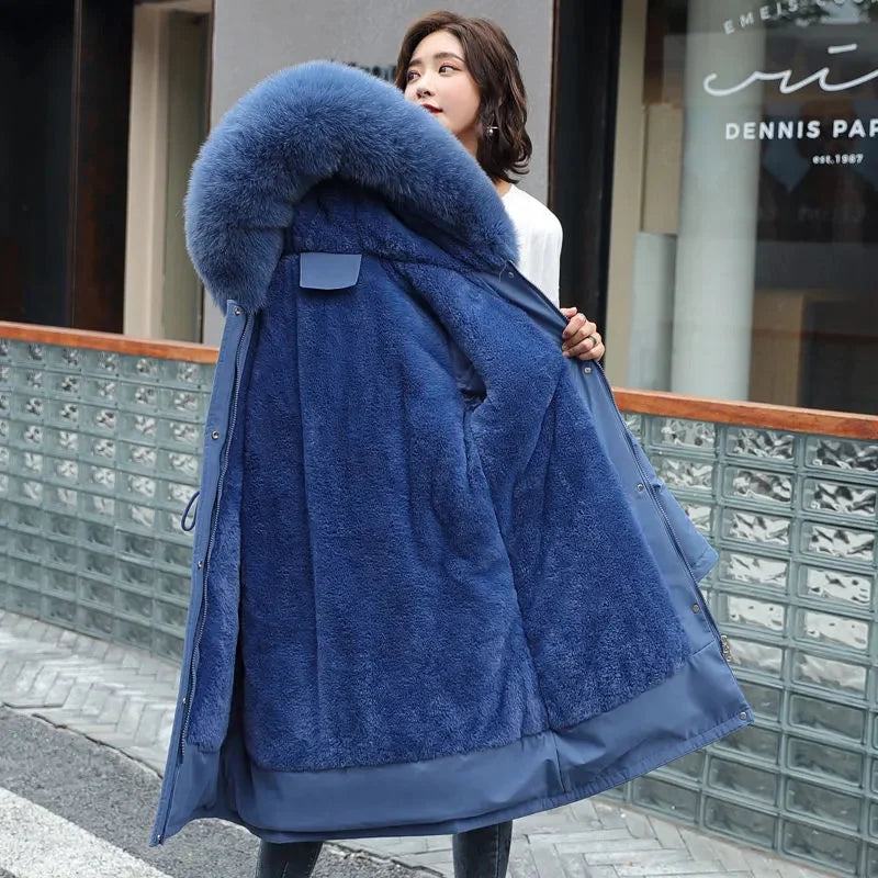 Manteau long doublé en laine pour femmes