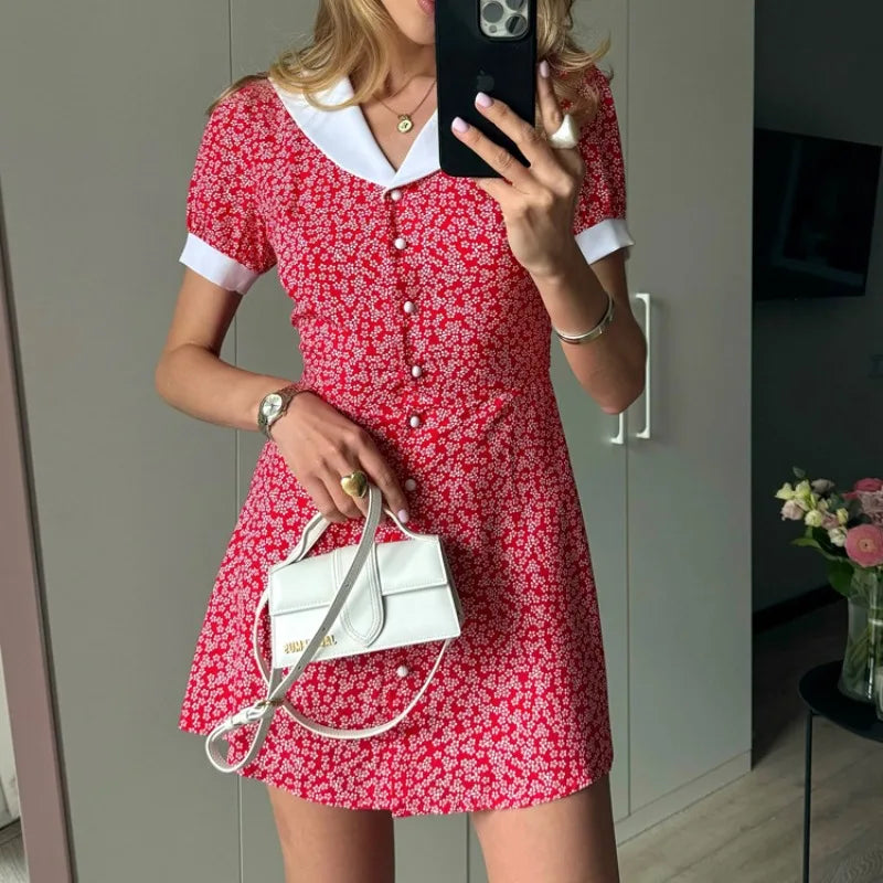 Robe courte à imprimé floral pour femmes