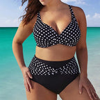 Maillot de bain deux pièces grande taille à pois pour femmes
