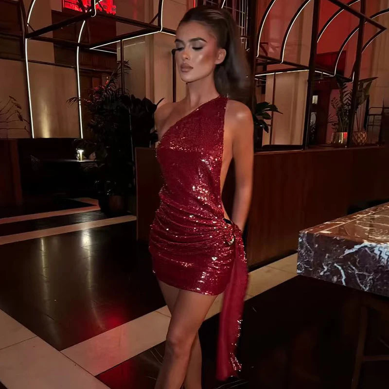Robe à sequins et fente pour femmes