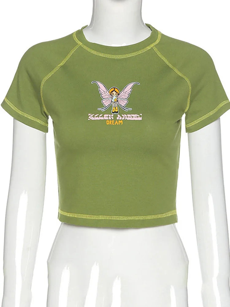 T-shirt à manches courtes et col rond pour femmes