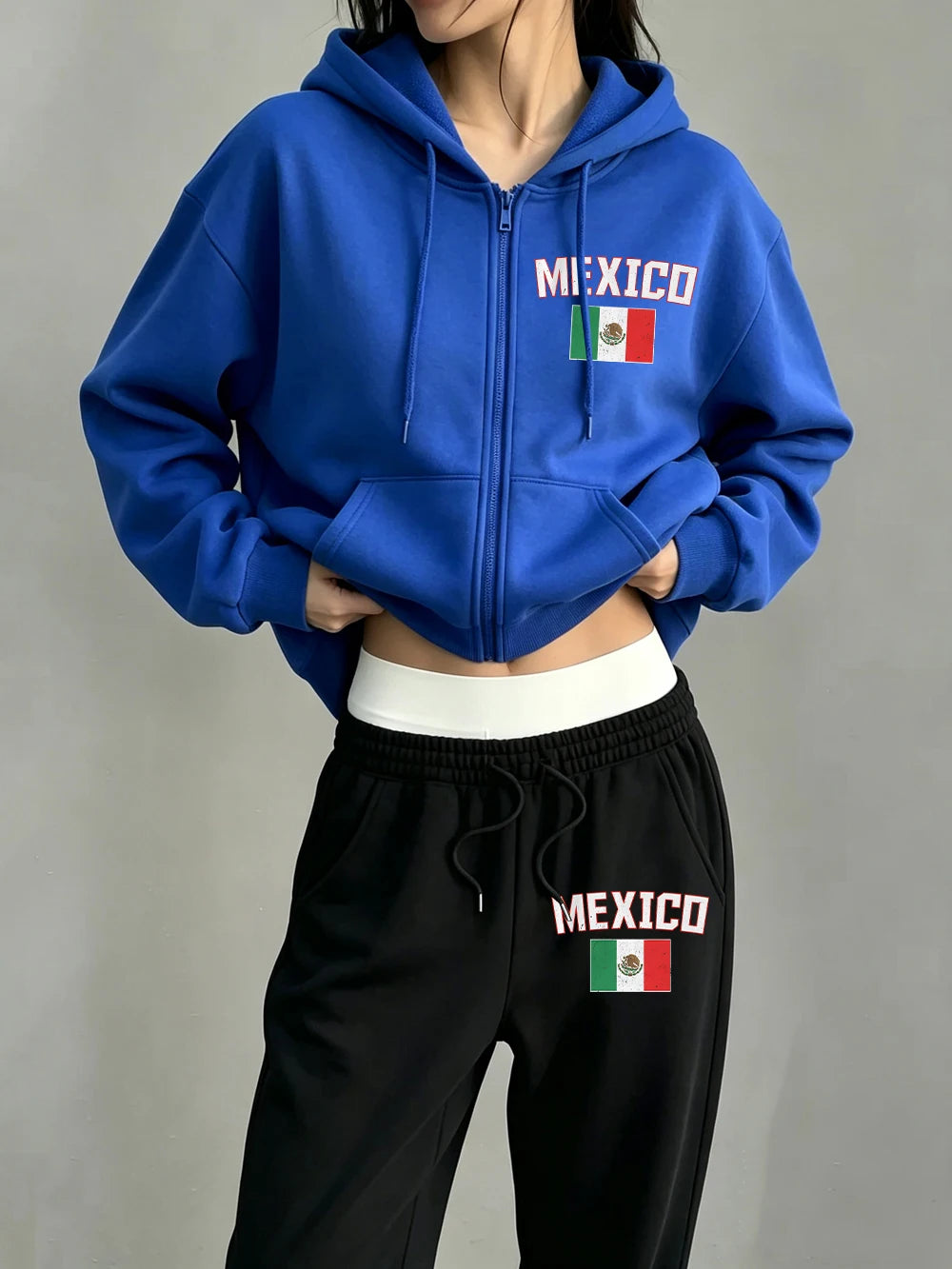 Ensemble 2 pièces sweat à capuche zippé et pantalon de survêtement pour femmes