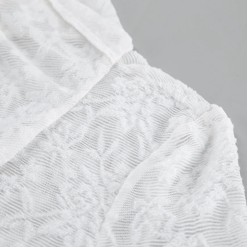Chemisier en dentelle transparente blanche pour femmes