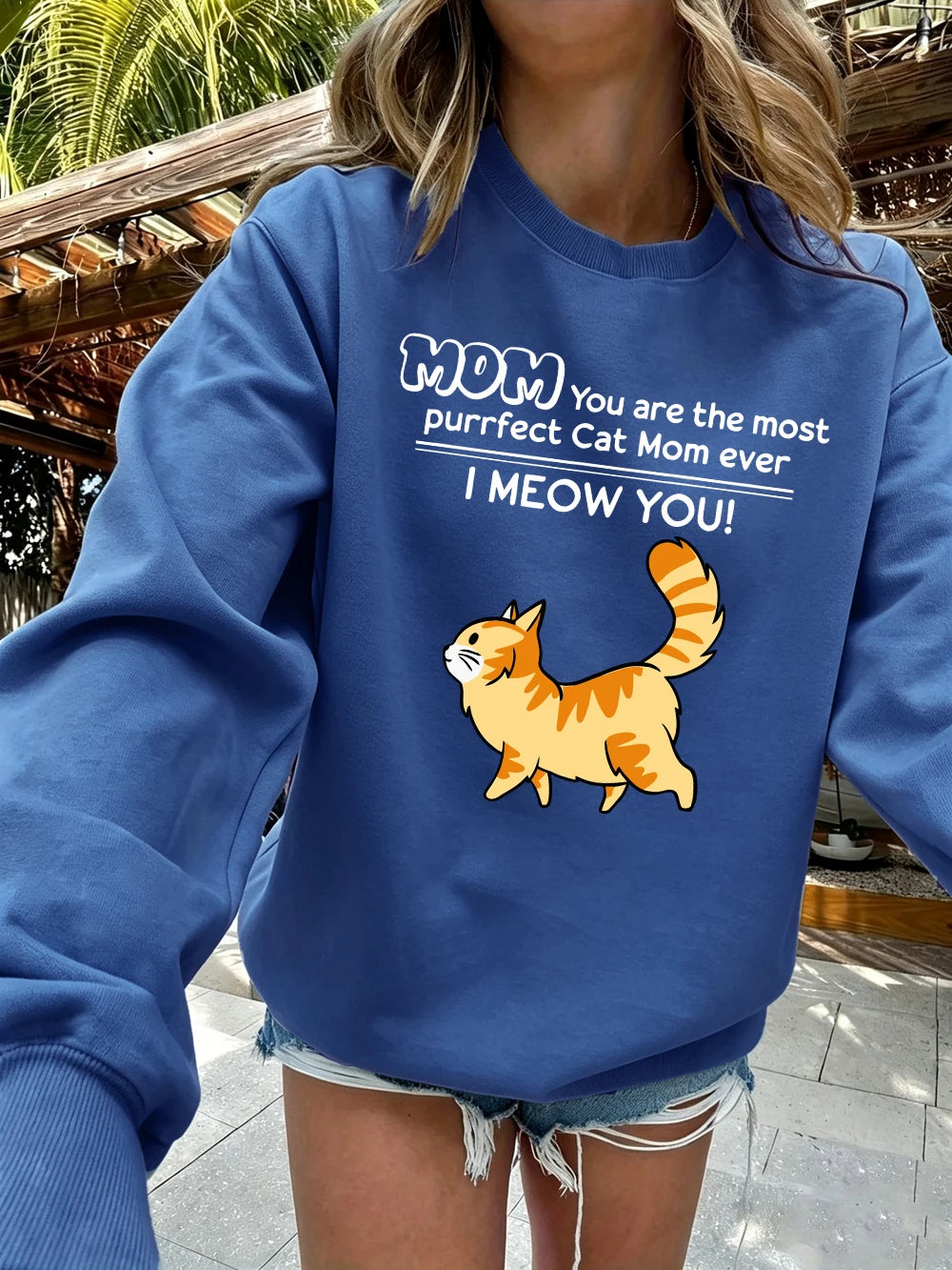 Sweat-shirts avec imprimés « Funny Cat Mom I Meow You », pour femmes