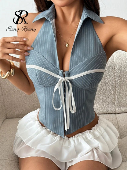 Corset Rayé à Armatures Femme